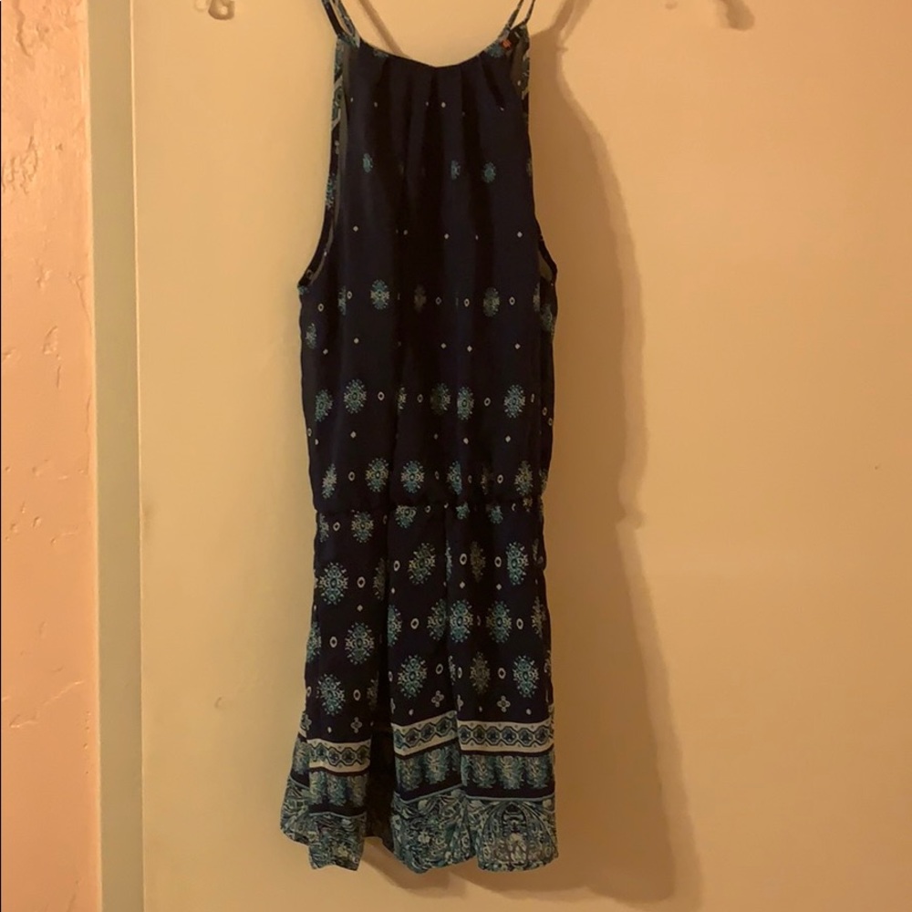 Blue patterned halter romper